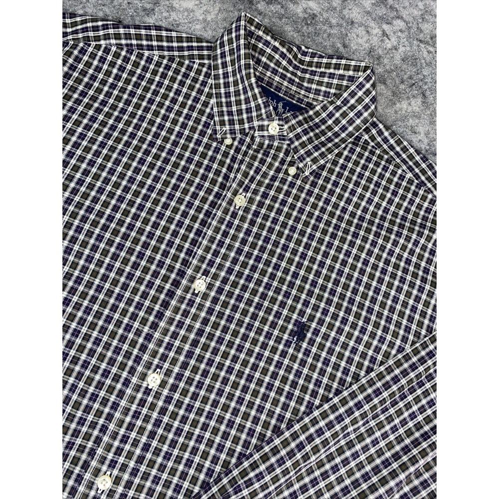 Vintage Polo Ralph Lauren Shirt Mens 16 34/35 Button Down Plaid Yarmouth Pony